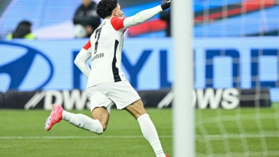 Omar Marmoush jubelte vielleicht ein letztes Mal für Eintracht Frankfurt (Foto: Uwe Anspach/dpa)