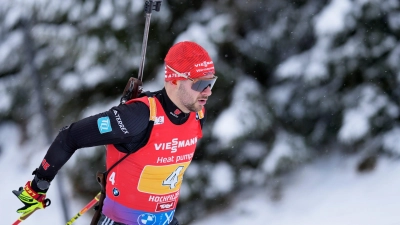 Danilo Riethmüller läuft in der Verfolgung von Platz 29 auf Rang sieben. (Foto: Matthias Schrader/AP/dpa)