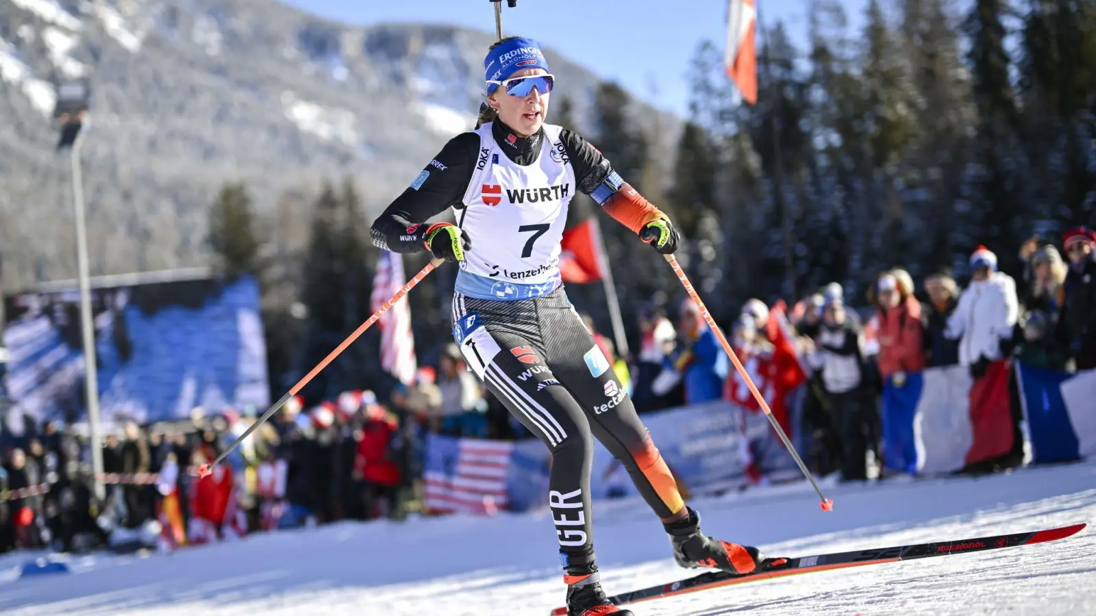 Franziska Preuß aus Deutschland in Aktion. (Foto: Gian Ehrenzeller/KEYSTONE/dpa)