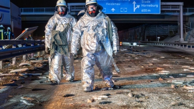 Bei einem Verkehrsunfall auf der A1 sind tausende Fische verendet.  (Foto: JOTO/dpa)