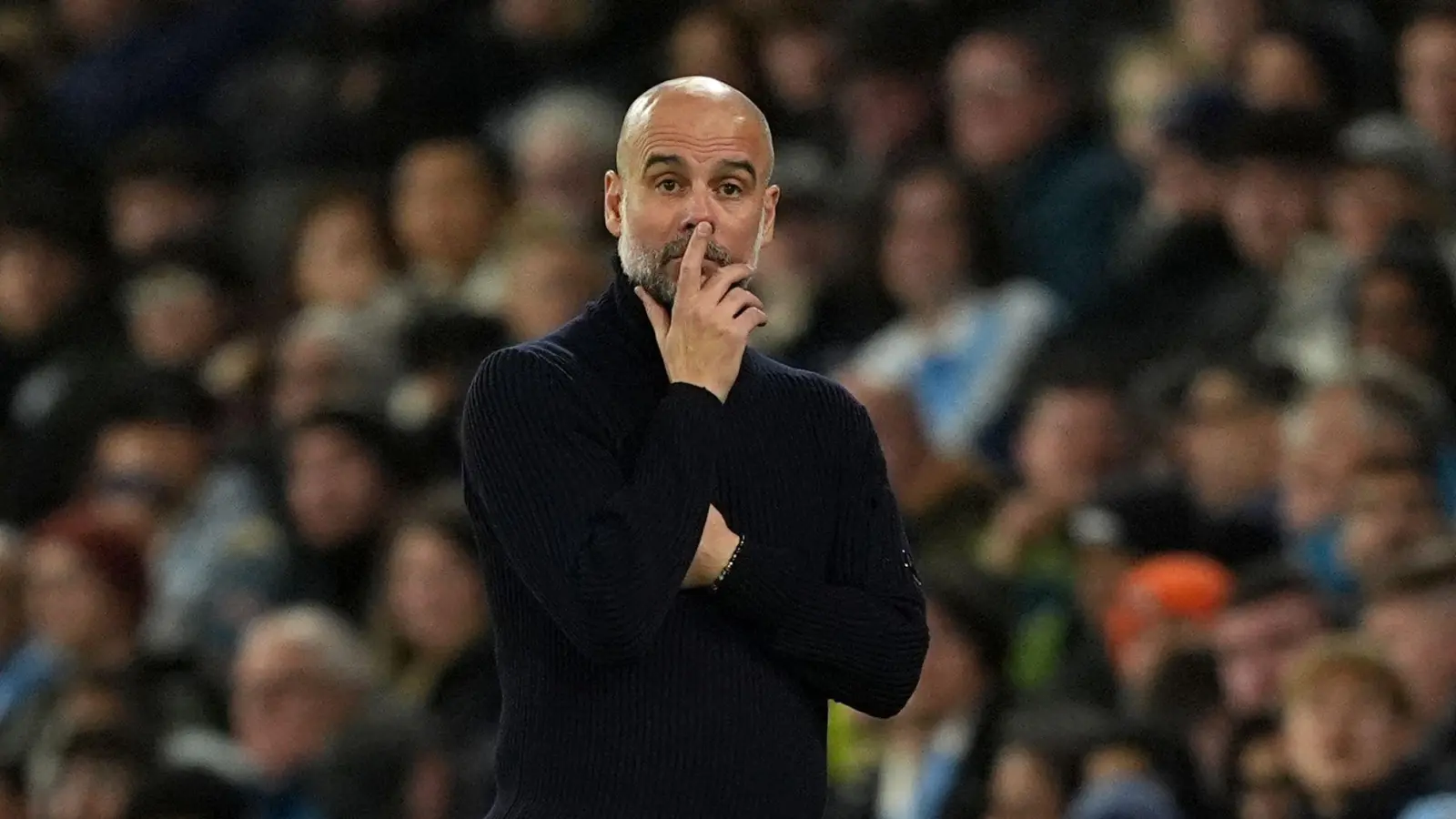 Ungewohnte Situation für Pep Guardiola: Sein Manchester City wird beim 0:4 gegen Tottenham Hotspur ausgekontert. (Foto: Martin Rickett/PA Wire/dpa)