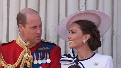 Gemeinsam nehmen Prinz William und Prinzessin Kate an der „Trooping the Colour“-Zeremonie zu Ehren von König Charles Geburtstag teil. (Foto: Gareth Fuller/PA Wire/dpa)