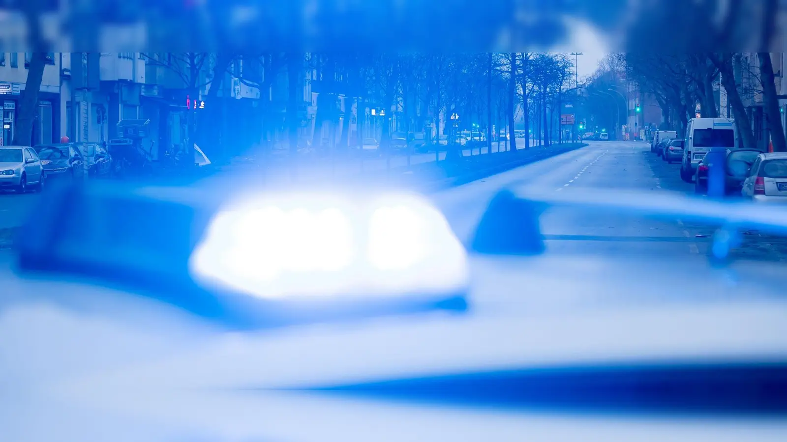 Ein Blaulicht leuchtet auf dem Dach eines Streifenwagens der Polizei. (Foto: Christoph Soeder/dpa/Symbolbild)