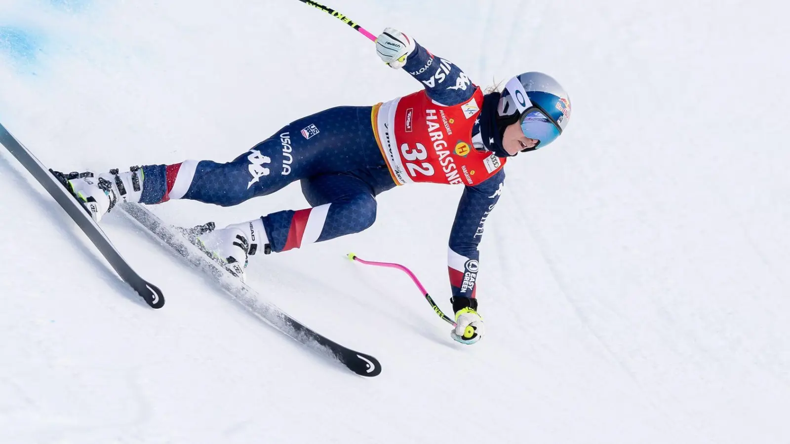 Lindsey Vonn zeigte in der Abfahrt von St. Anton eine starke Vorstellung. (Foto: Expa/Johann Groder/APA/dpa)