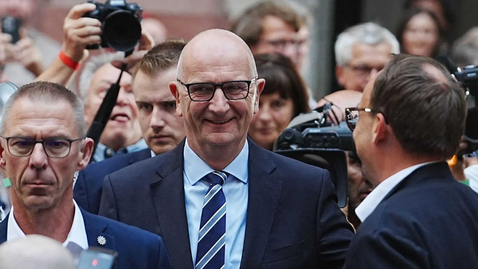 Brandenburgs Ministerpräsident Woidke auf der SPD-Wahlparty (Foto: Kay Nietfeld/dpa)