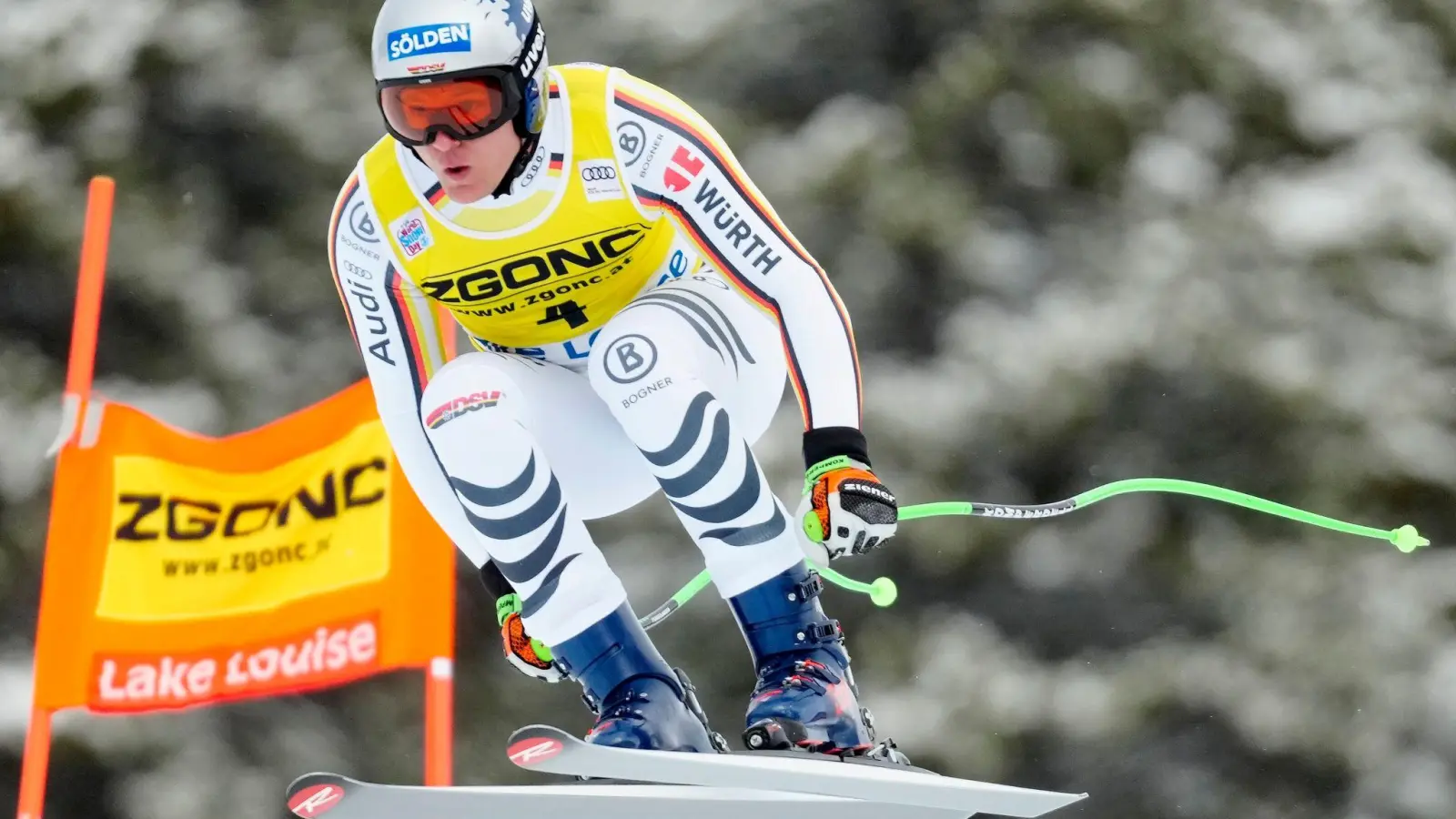 Thomas Dreßen in Lake Louise in Aktion. (Foto: Frank Gunn/The Canadian Press/AP/dpa)