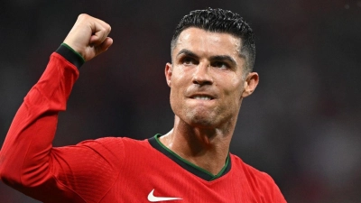 Portugals Cristiano Ronaldo jubelt nach dem Spiel. (Foto: Robert Michael/dpa)