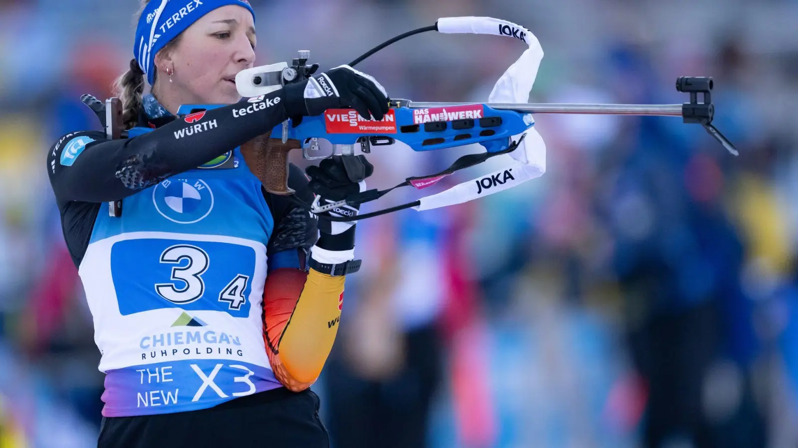 Franziska Preuß machte als Schlussläuferin den Sieg perfekt. (Foto: Sven Hoppe/dpa)