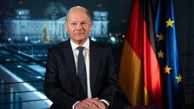 Kanzler Olaf Scholz: „Kraft entsteht aus Zusammenhalt.“  (Foto: Soeren Stache/dpa)