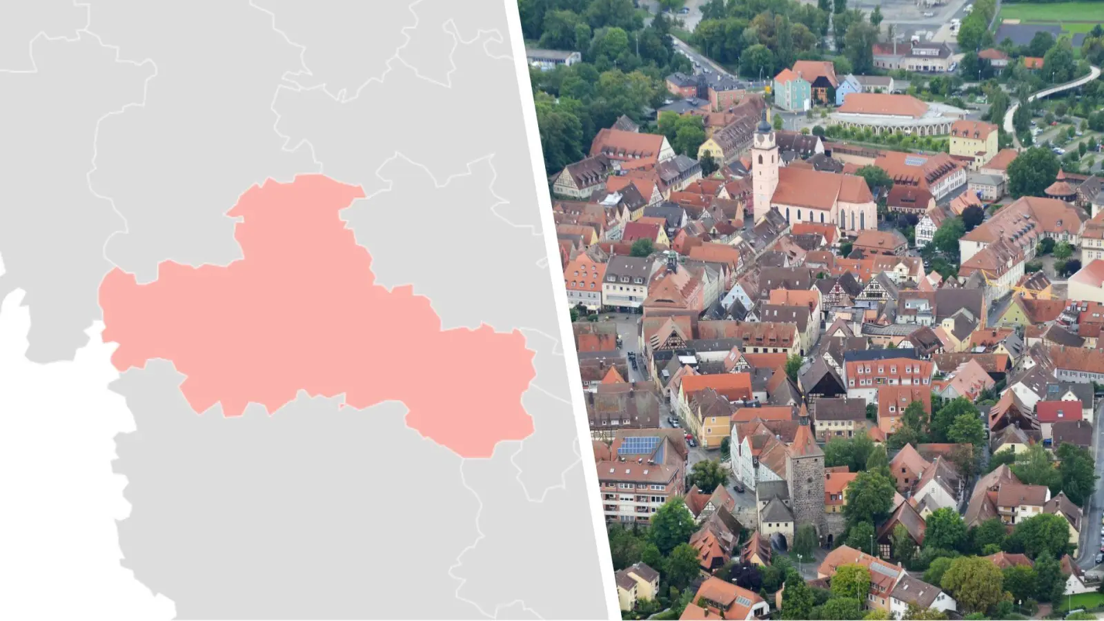 Der Bundestagswahlkreis Fürth umfasst Stadt und Landkreis Fürth sowie den Großteil des Landkreises Neustadt/Aisch-Bad Windsheim. (Foto: Datawrapper/Johannes Hirschlach)