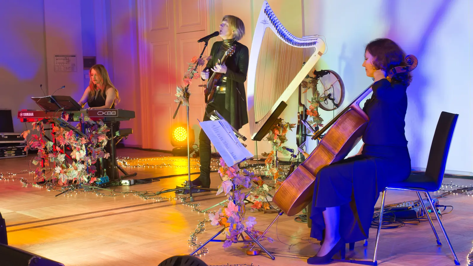 Gaben ein Konzert, das bunt wie Herbstlaub war: Maite Itoiz, John Kelly und Elena Tkachenko. (Foto: Martin Stumpf)