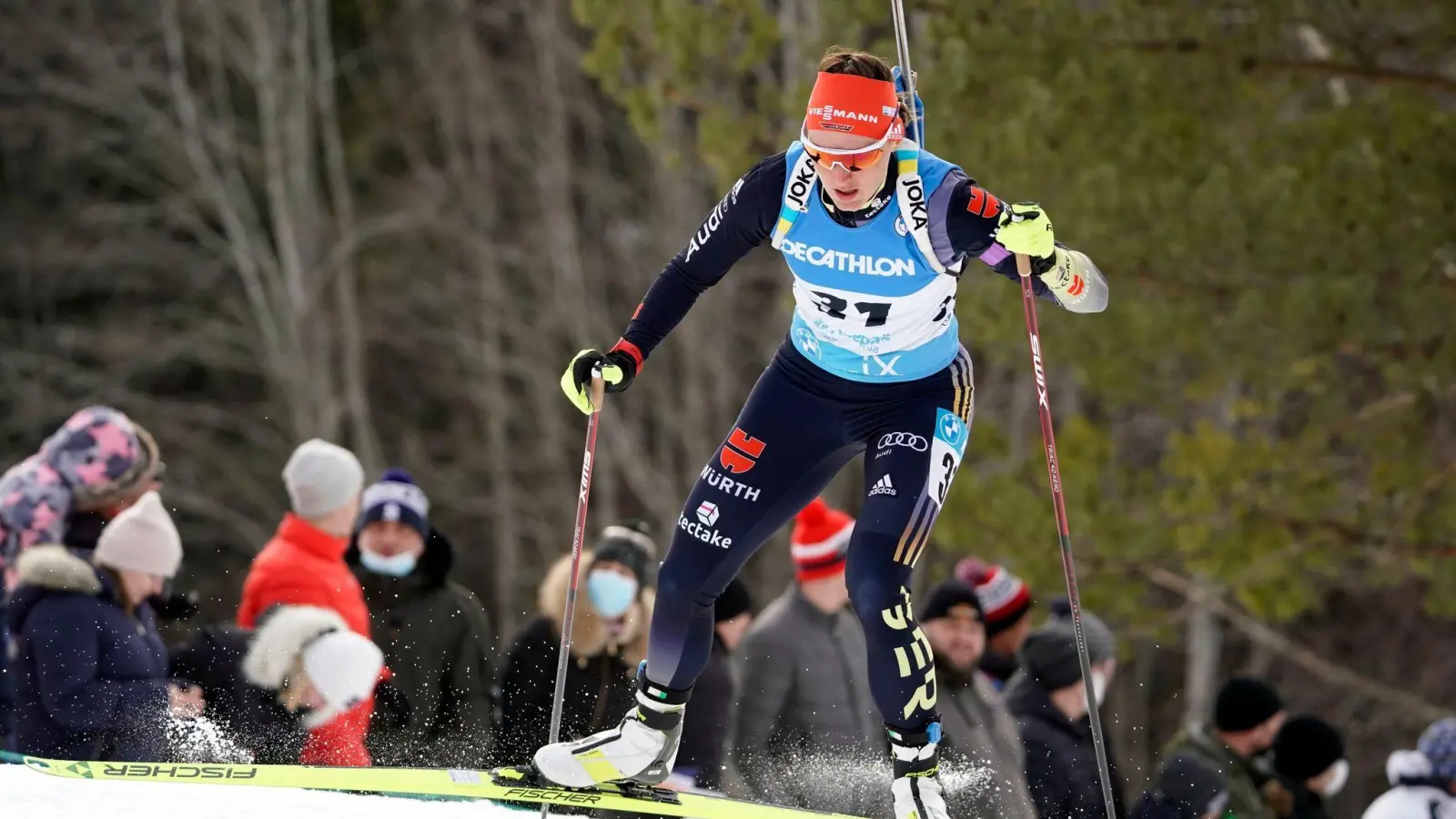 Denise Herrmann wurde beim Biathlon-Weltup in Ötepää in Estland Zweite. (Foto: Roman Koksarov/AP/dpa)