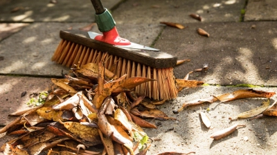 Weg damit: Eigentümer und manchmal auch Mieter sind in der Pflicht, die Gehwege vom Herbstlaub zu befreien. (Foto: Christin Klose/dpa-tmn)