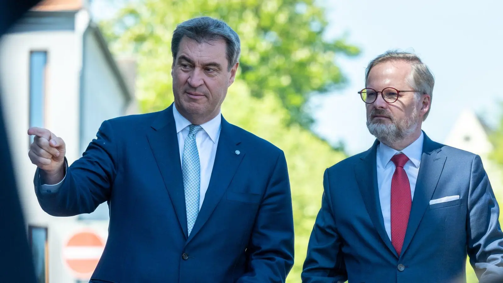 Markus Söder und Petr Fiala treffen sich erneut - diesmal wieder in Prag. (Archivbild) (Foto: Armin Weigel/dpa)