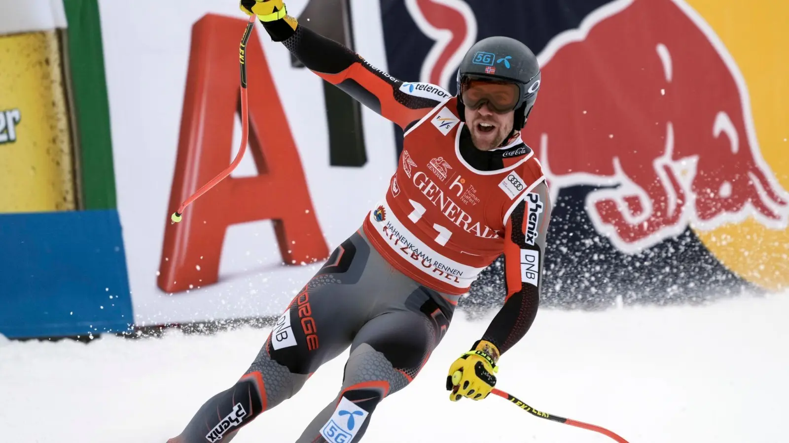 Aleksander Aamodt Kilde zeigte auf der Streif ein starkes Rennen. (Foto: Giovanni Auletta/AP/dpa)