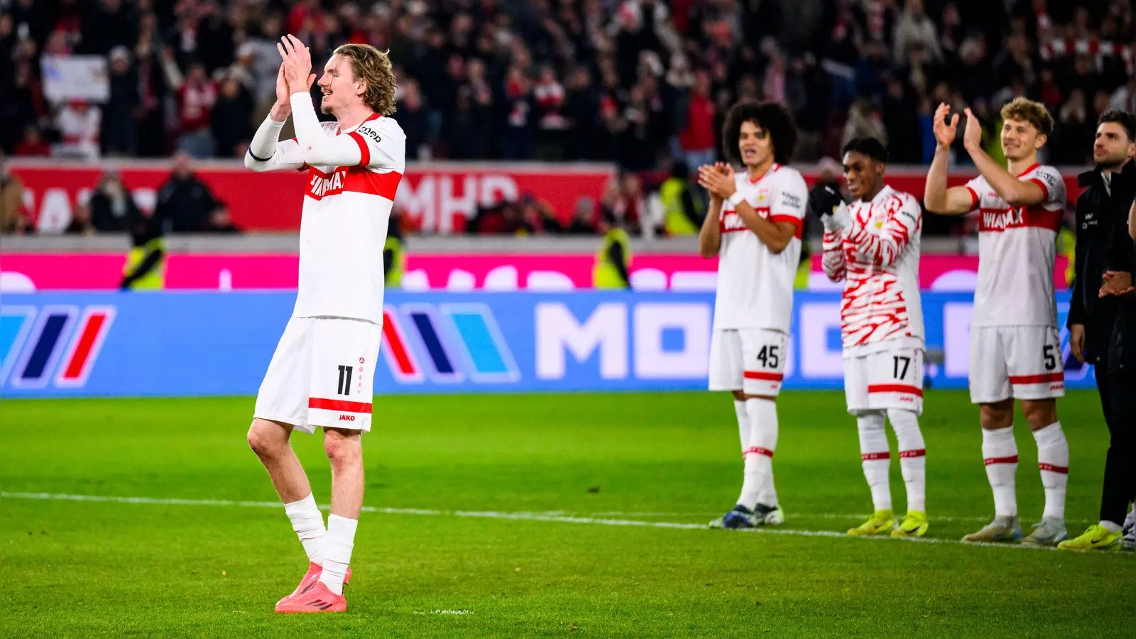 Nick Woltemade traf erstmals doppelt für den VfB Stuttgart. (Foto: Tom Weller/dpa)