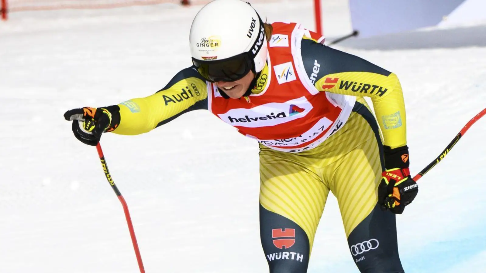 Florian Wilmsmann aus Deutschland reagiert, als er die Ziellinie überquert. (Foto: Laurent Gillieron/Keystone/dpa)