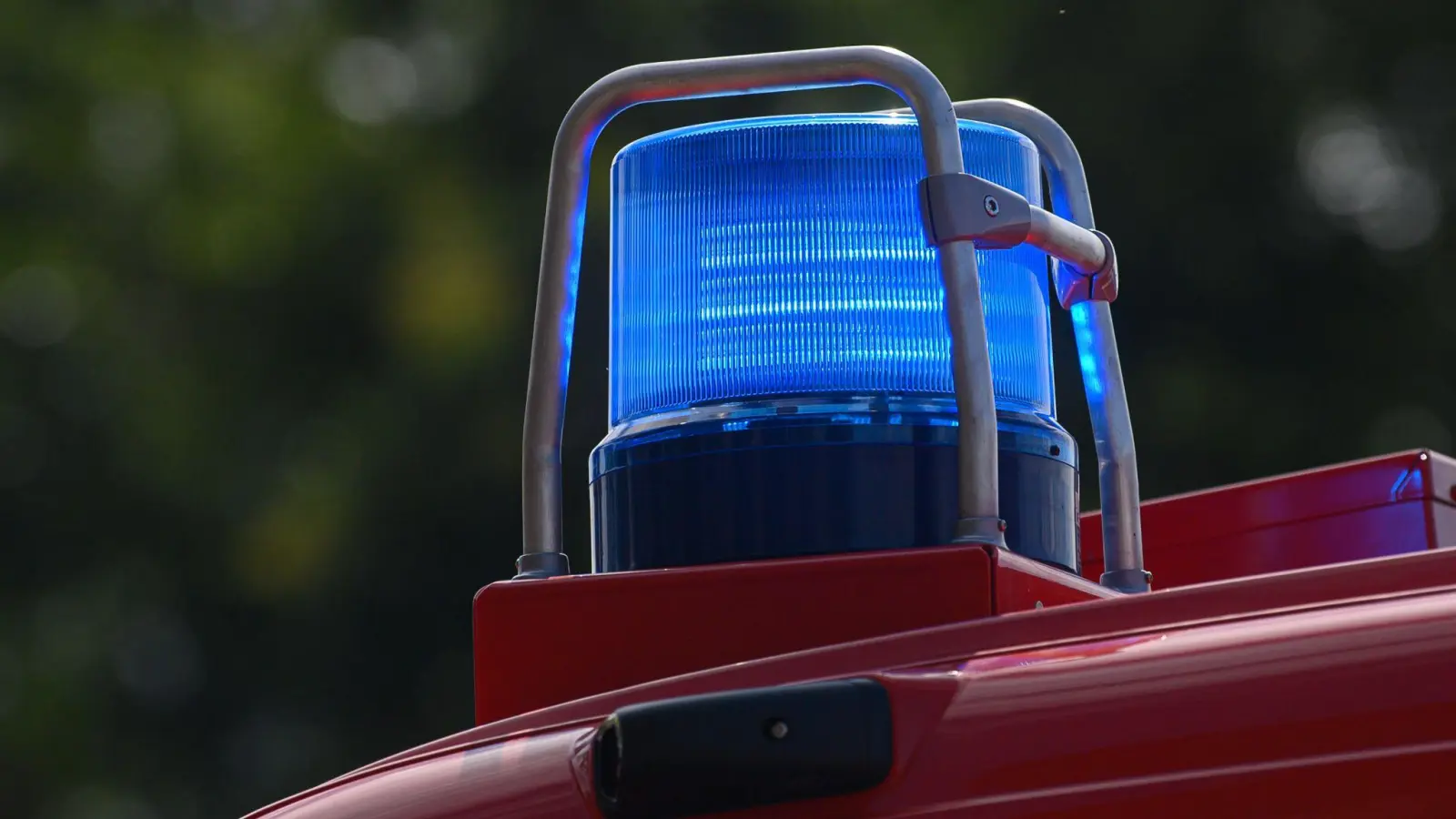 Ein Blaulicht leuchtet auf dem Dach eines Einsatzfahrzeugs der Feuerwehr. (Foto: Robert Michael/dpa-Zentralbild/ZB/Symbolbild)