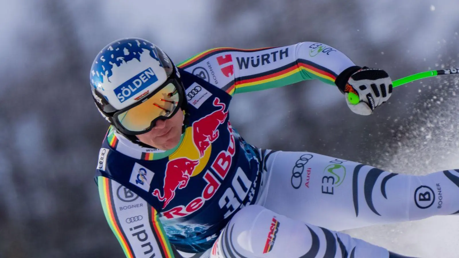 Ski alpin: Weltcup, Abfahrt, Herren, 1. Training: Thomas Dreßen aus Deutschland in Aktion. (Foto: Georg Hochmuth/APA/dpa)