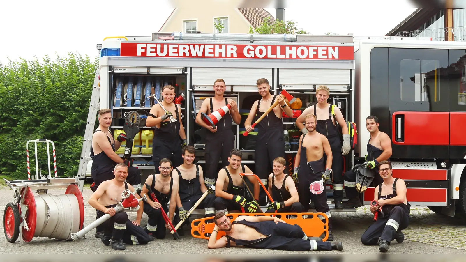 Die Feuerwehr Gollhofen - wie man sie bisher noch kaum kannte. (Foto: Feuerwehr Gollhofen)