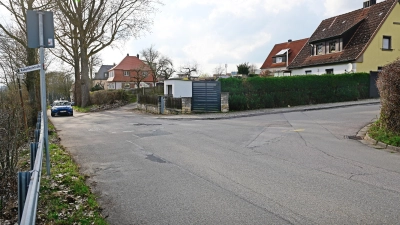 Die T-Kreuzung von Rummelsberger Straße und Rabenhofstraße ist wegen hoher Hecken unübersichtlich. Der aus Osten, von der B14, kommende Verkehr muss hier Vorfahrt gewähren. (Foto: Anna Beigel)