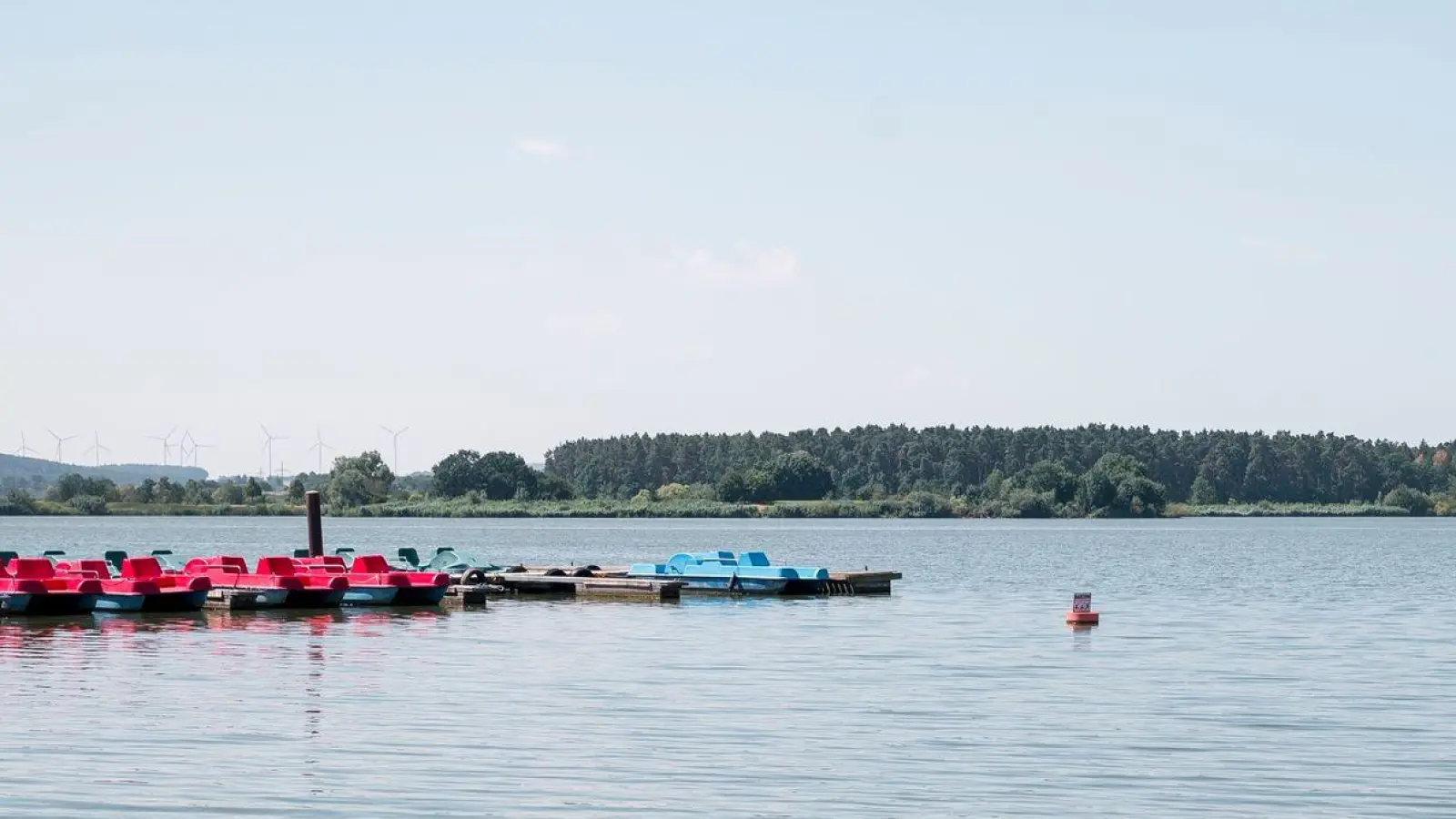 Für den Altmühlsee ist ein Badeverbot ausgesprochen worden, da dort eine starke Blaualgenentwicklung vorliegt. (Foto: Daniel Vogl/dpa/Archiv)