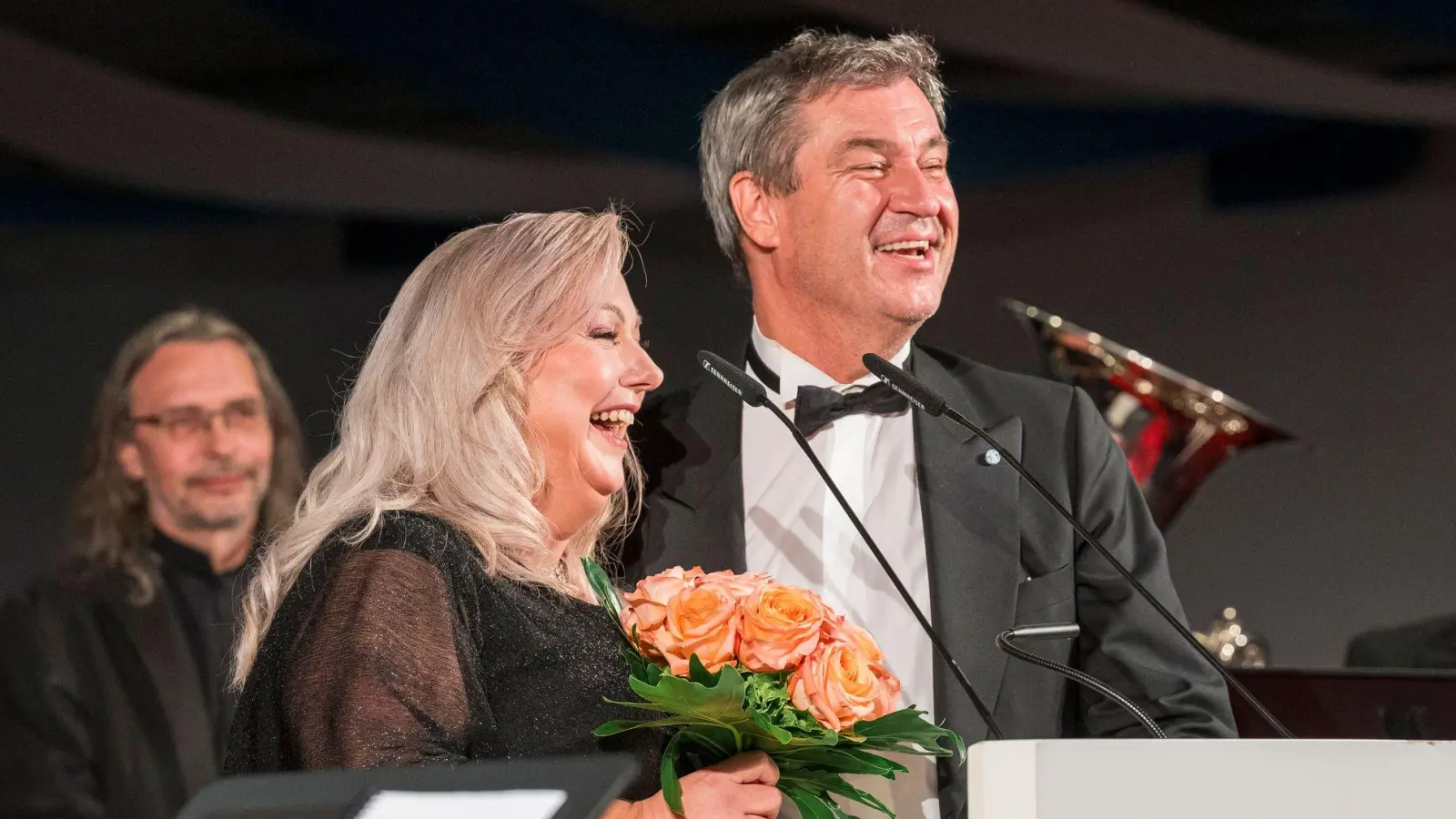 Katharina Wagner und Markus Söder beim Staatsempfang. (Foto: Daniel Vogl/dpa)