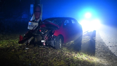 Buchstäblich bei Nacht und Nebel ist eine 59-Jährige bei Ulsenheim mit etwa Tempo 90 gegen einen Baum gefahren. (Foto: Andreas Reum)