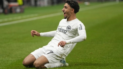 Frankfurts Omar Marmoush erzielte gegen Slavia Prag das 1:0. (Foto: Thomas Frey/dpa)