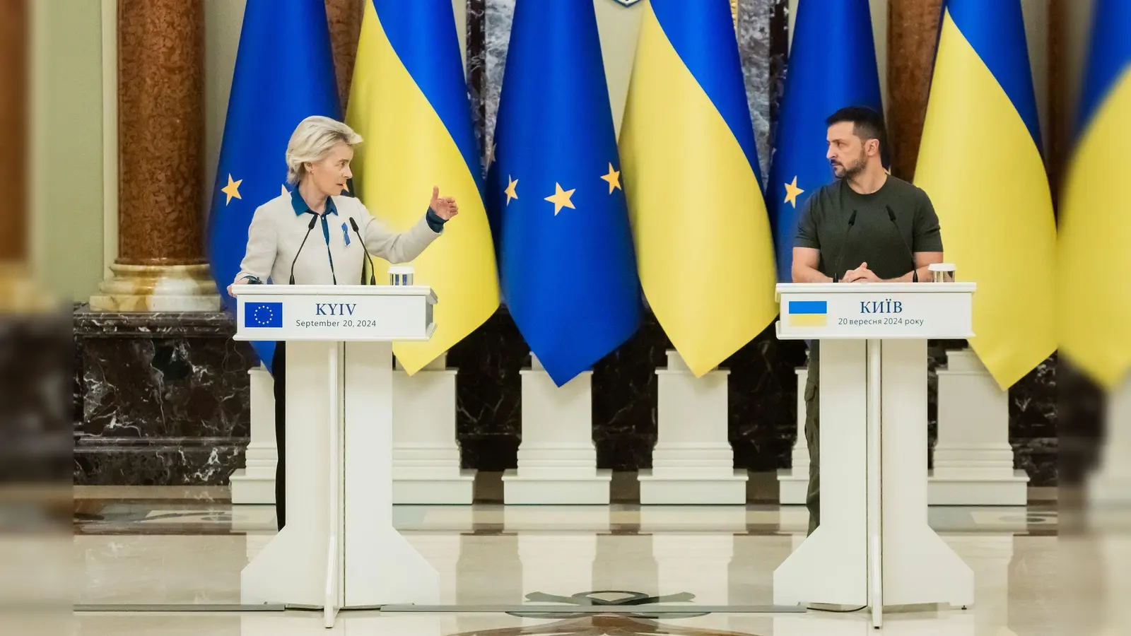 EU-Kommissionspräsidentin von der Leyen reiste zum achten Mal seit Kriegsbeginn in die Ukraine. (Foto: Christoph Soeder/dpadpa-ENR-Pool/dpa)