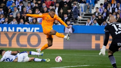 Kylian Mbappé trifft für Real Madrid gegen Leganes. (Foto: Bernat Armangue/AP)