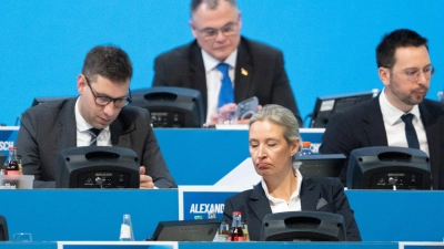 Alice Weidel, wird in Riesa zur Kanzlerkandidatin der AfD bestimmt. (Foto: Sebastian Kahnert/dpa)