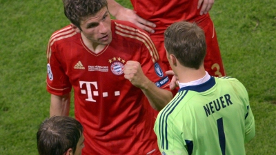 Thomas Müller (l) und Manuel Neuer beim Finale dahoam 2012. (Foto: picture alliance / dpa)