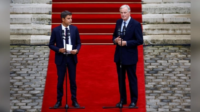 Frankreichs neuer Premier Barnier tritt die Nachfolge von Gabriel Attal an. (Foto: Sarah Meyssonnier/Pool Reuters/AP/dpa)