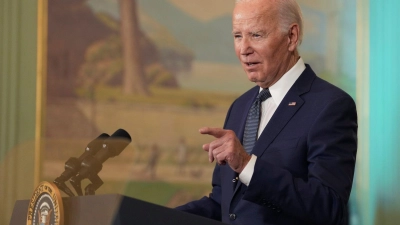 „Im Laufe unserer Karriere waren wir uns oft nicht einig. Und oft stark“, sagt US-Präsident Joe Biden über Henry Kissinger. (Foto: Doug Mills/Pool The New York Times/AP/dpa)