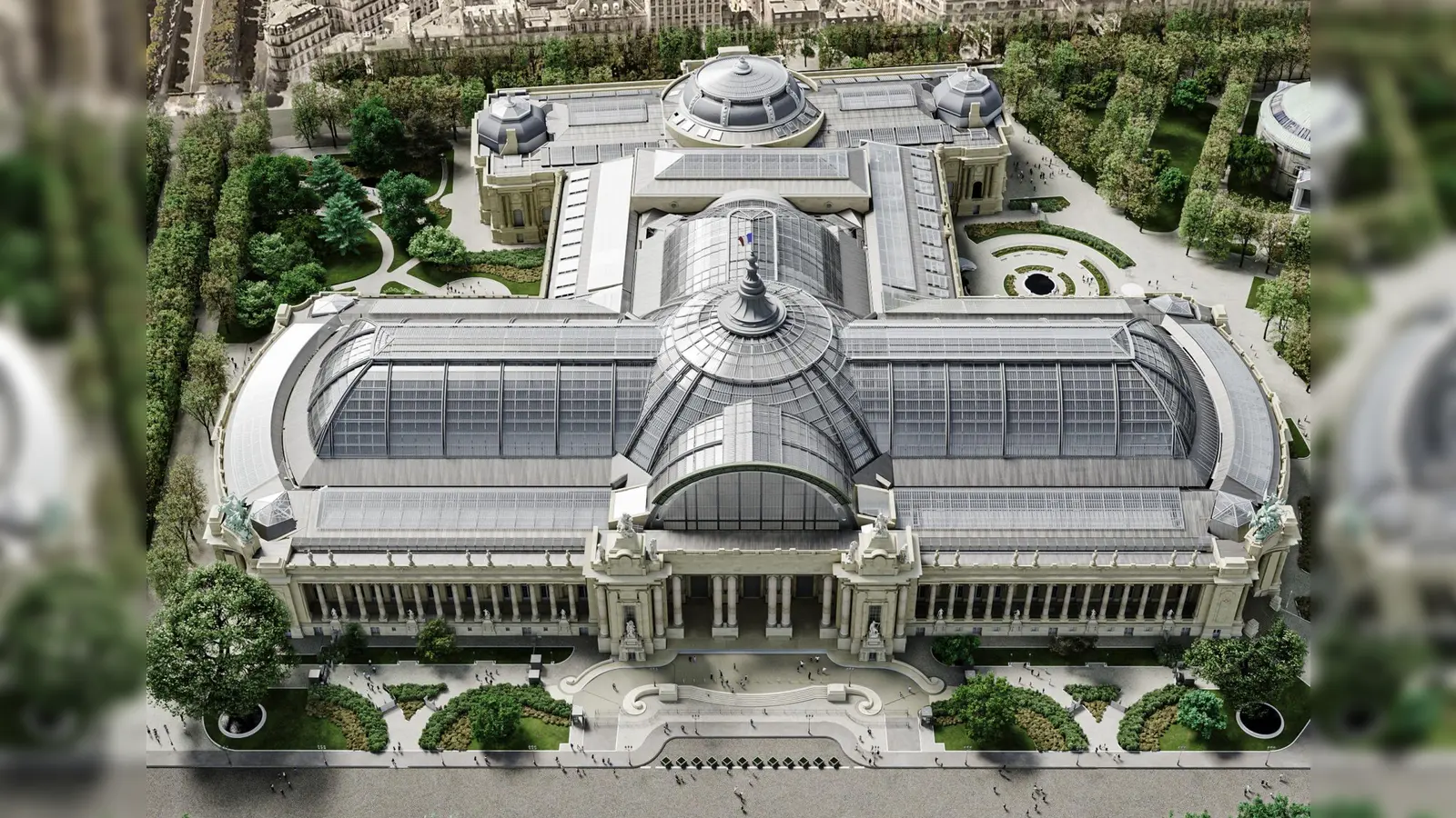 So wie in dieser 3D-Animation soll der Grand Palais nach der Restaurierung aussehen - zu Olympia finden unter dem Glasdach Wettkämpfe statt. Unter anderem die Fechterinnen und Fechter treten hier an. (Foto: Chatillon Architectes/Pour GrandPalaisRmn, Paris 2022/dpa-tmn)