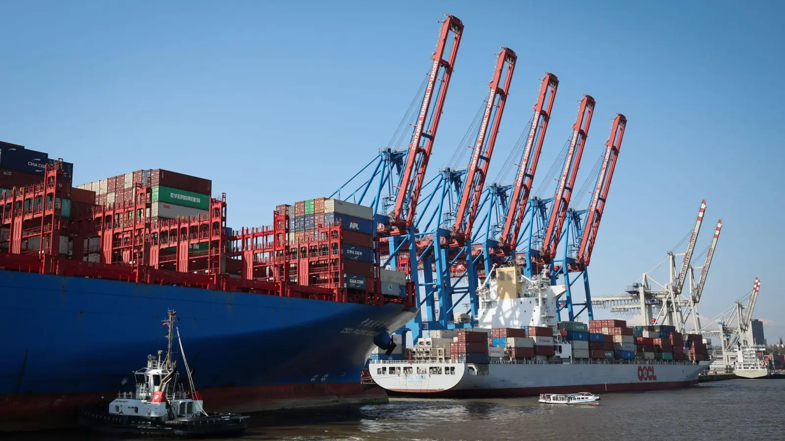 Containerschiffe am Terminal Tollerort der Hamburger Hafen: „Die schwächelnde Weltkonjunktur nagt merklich an den deutschen Exporten.“ (Foto: Christian Charisius/dpa)