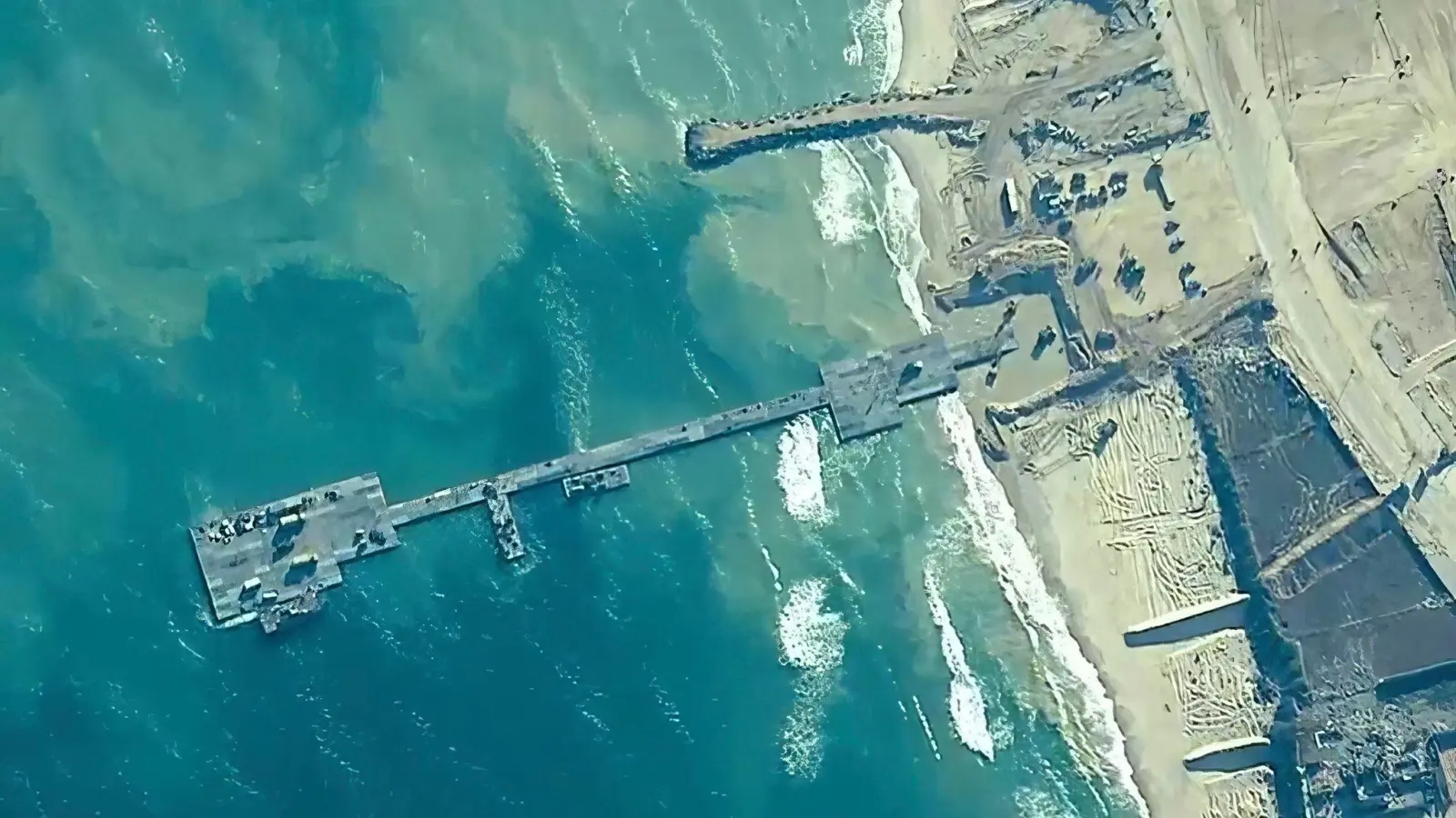 Nun stillgelegt: Der Pier vor dem Gazastreifen.  (Foto: Uncredited/U.S. Central Command/AP/dpa)