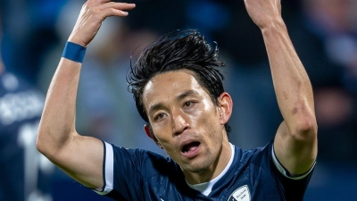 Bochums Miyoshi hat aktuell eher keinen Grund zum Jubeln.  (Foto: David Inderlied/dpa)