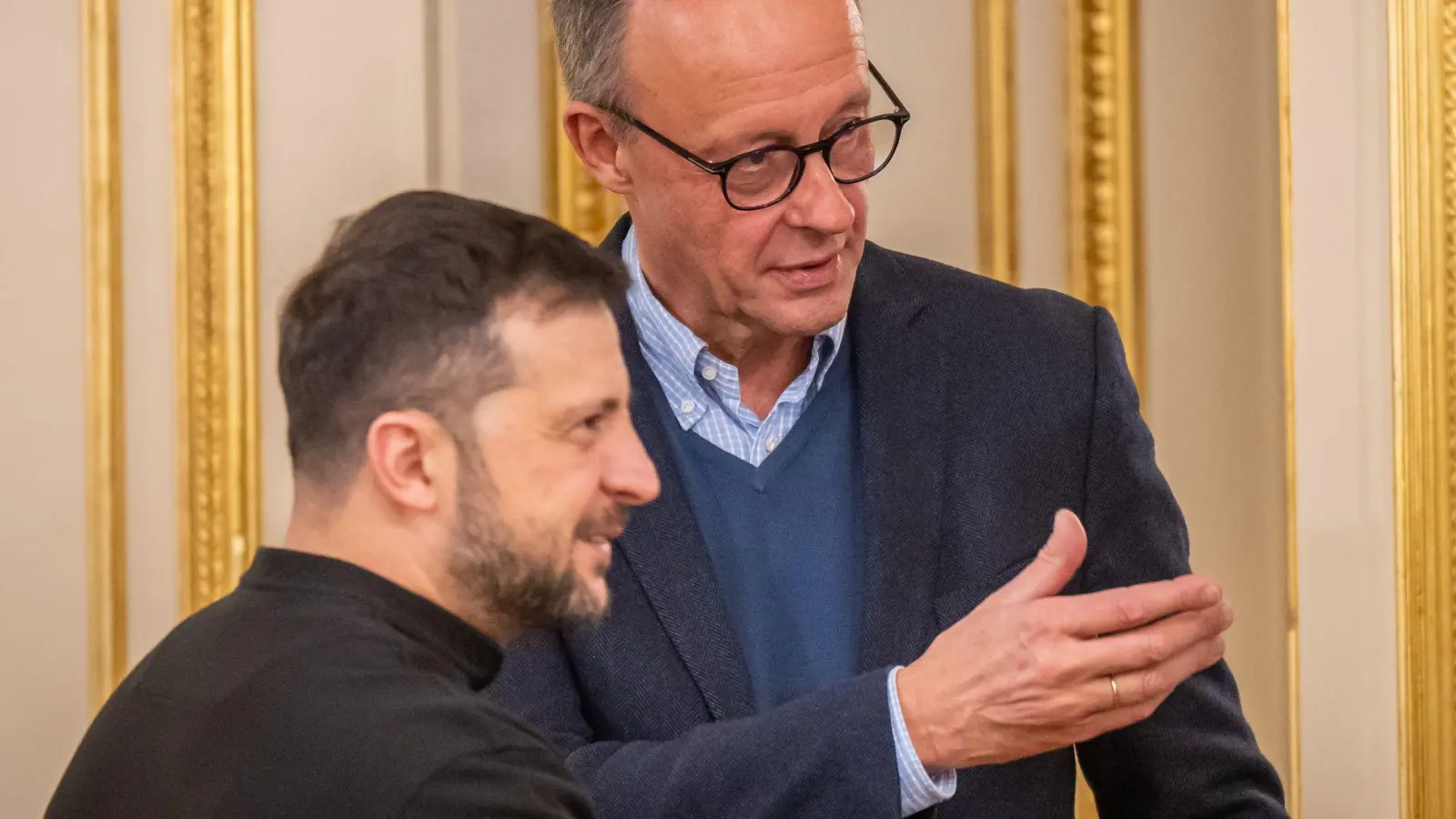 Unions-Kanzlerkandidat Merz ist für einen Tag in Kiew. (Foto: Michael Kappeler/dpa)