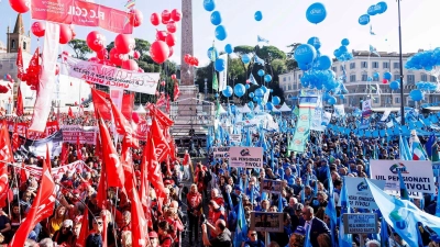 Italiens Gewerkschaften machen gegen die Rechtsregierung von Giorgia Meloni mobil. (Foto: Archiv) (Foto: Roberto Monaldo/LaPresse/AP)