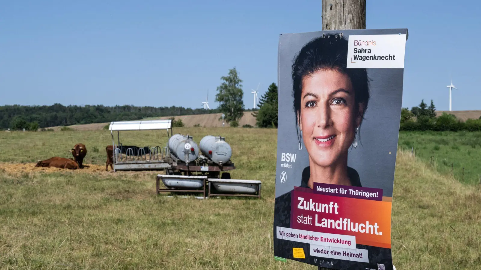 Das Bündnis Sahra Wagenknecht wird in Thüringen als potenzieller Regierungspartner gehandelt. Doch schon vor der Wahl stellt es Bedingungen. (Foto: Hannes P. Albert/dpa)