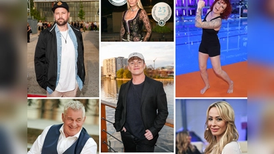 Schauspieler Felix von Jascheroff, Schauspieler Heinz Hoenig, Designerin Sarah Kern, Influencer twenty4tim, David Odonkor, Lucy Diakovska und Cora Schumacher mache alle beim RTL-Dschungelcamp 2024 mit. (Foto: --/dpa)