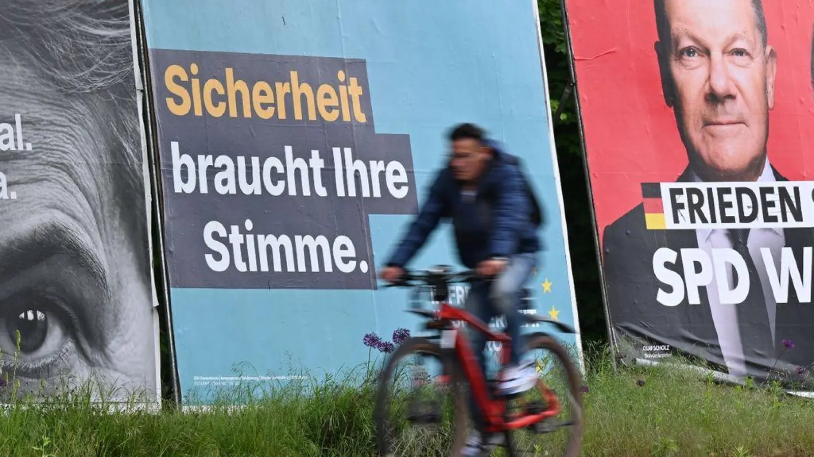 Heute schließen die Union, Grüne und Linke ihren Europawahlkampf ab. (Foto: Arne Dedert/dpa)