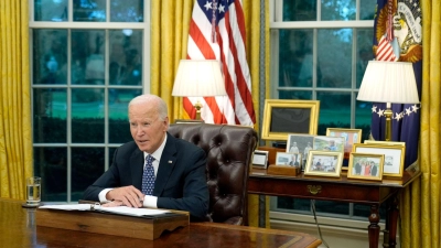 US-Präsident Joe Biden im Oval Office. (Archivbild) (Foto: Mark Schiefelbein/AP/dpa)